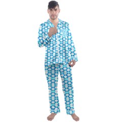 Fabric Geometric Aqua Crescents Men s Satin Pajamas Long Pants Set