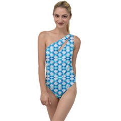 Fabric Geometric Aqua Crescents To One Side Swimsuit