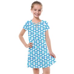 Fabric Geometric Aqua Crescents Kids  Cross Web Dress