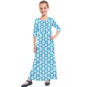 Fabric Geometric Aqua Crescents Kids  Quarter Sleeve Maxi Dress View1