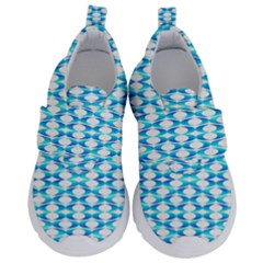 Fabric Geometric Aqua Crescents Kids  Velcro No Lace Shoes