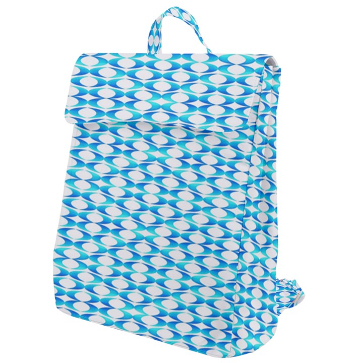 Fabric Geometric Aqua Crescents Flap Top Backpack