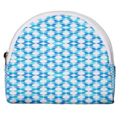 Fabric Geometric Aqua Crescents Horseshoe Style Canvas Pouch