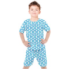 Fabric Geometric Aqua Crescents Kids  Tee and Shorts Set