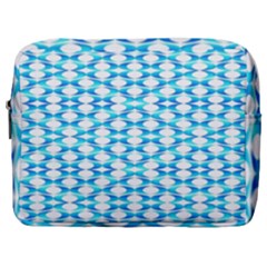 Fabric Geometric Aqua Crescents Make Up Pouch (Large)