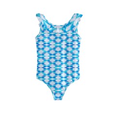 Fabric Geometric Aqua Crescents Kids  Frill Swimsuit