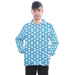 Fabric Geometric Aqua Crescents Men s Half Zip Pullover