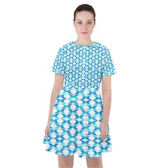 Fabric Geometric Aqua Crescents Sailor Dress
