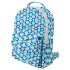 Fabric Geometric Aqua Crescents Flap Pocket Backpack (Small)