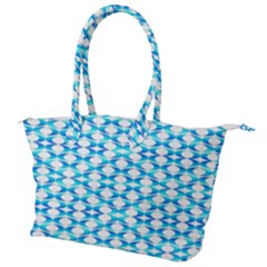 Fabric Geometric Aqua Crescents Canvas Shoulder Bag