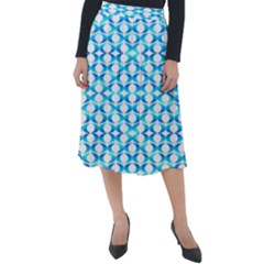 Fabric Geometric Aqua Crescents Classic Velour Midi Skirt 