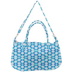 Fabric Geometric Aqua Crescents Removal Strap Handbag by Bajindul