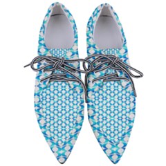 Fabric Geometric Aqua Crescents Pointed Oxford Shoes