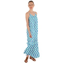 Fabric Geometric Aqua Crescents Cami Maxi Ruffle Chiffon Dress by Bajindul