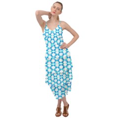 Fabric Geometric Aqua Crescents Layered Bottom Dress