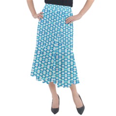 Fabric Geometric Aqua Crescents Midi Mermaid Skirt