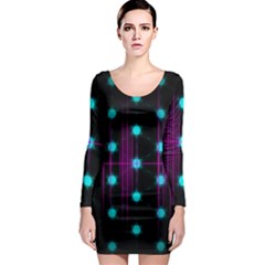 Sound Wave Frequency Long Sleeve Bodycon Dress