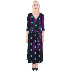 Sound Wave Frequency Quarter Sleeve Wrap Maxi Dress by HermanTelo