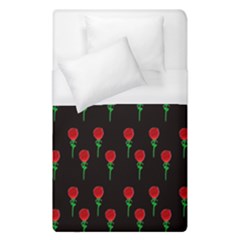 Red Water Color Rose On Black Duvet Cover (single Size) by snowwhitegirl