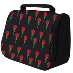 Red Water Color Rose On Black Full Print Travel Pouch (big) by snowwhitegirl