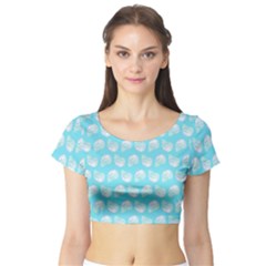Glitched Candy Skulls Short Sleeve Crop Top