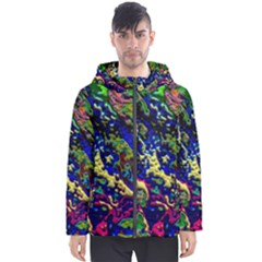 3d Colorful Texture 2                       Men s Hooded Puffer Jacket by LalyLauraFLM