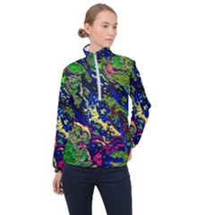 3d Colorful Texture 2                       Women Half Zip Windbreaker by LalyLauraFLM