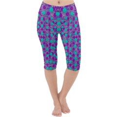 Happy Days Of Free  Polka Dots Decorative Lightweight Velour Cropped Yoga Leggings by pepitasart