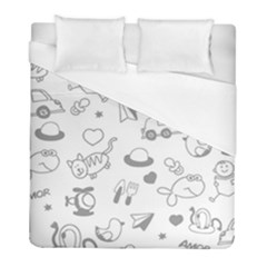 Children Drawings Baby Fish Cat Duvet Cover (full/ Double Size)