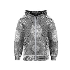 Mandala Meditation Zen Flower Yoga Kids  Zipper Hoodie by Wegoenart