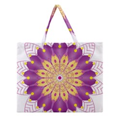 Mandala Stained Flower Drawing Zipper Large Tote Bag by Wegoenart