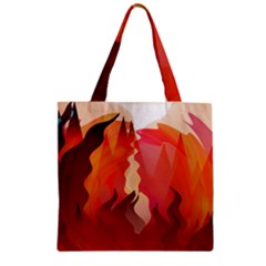 Fire Abstract Cartoon Red Hot Zipper Grocery Tote Bag by Wegoenart