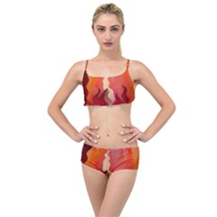 Fire Abstract Cartoon Red Hot Layered Top Bikini Set