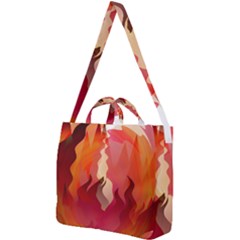 Fire Abstract Cartoon Red Hot Square Shoulder Tote Bag by Wegoenart