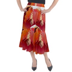 Fire Abstract Cartoon Red Hot Midi Mermaid Skirt by Wegoenart