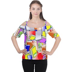 Books Pattern Reading Wallpaper Cutout Shoulder Tee