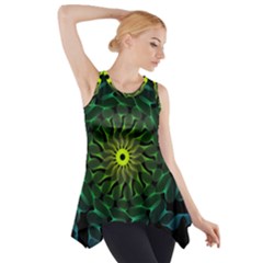 Abstract Ribbon Green Blue Hues Side Drop Tank Tunic by Wegoenart