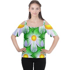 Seamless Repeating Tiling Tileable Flowers Cutout Shoulder Tee