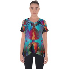 Background Sci Fi Fantasy Colorful Cut Out Side Drop Tee by Wegoenart