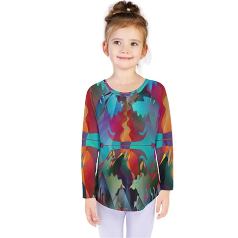 Background Sci Fi Fantasy Colorful Kids  Long Sleeve Tee by Wegoenart