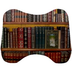 Books Library Bookshelf Bookshop Head Support Cushion by Wegoenart