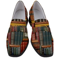 Books Library Bookshelf Bookshop Women s Chunky Heel Loafers by Wegoenart