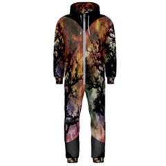 Full Moon Silhouette Tree Night Hooded Jumpsuit (Men) 