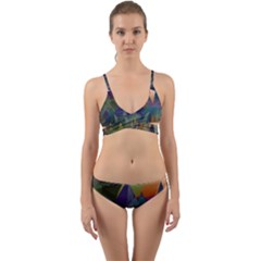 Mountains Abstract Mountain Range Wrap Around Bikini Set