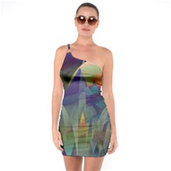 Mountains Abstract Mountain Range One Soulder Bodycon Dress by Wegoenart