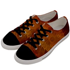 Orange Warm Hues Fractal Chaos Men s Low Top Canvas Sneakers by Wegoenart