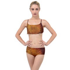 Orange Warm Hues Fractal Chaos Layered Top Bikini Set