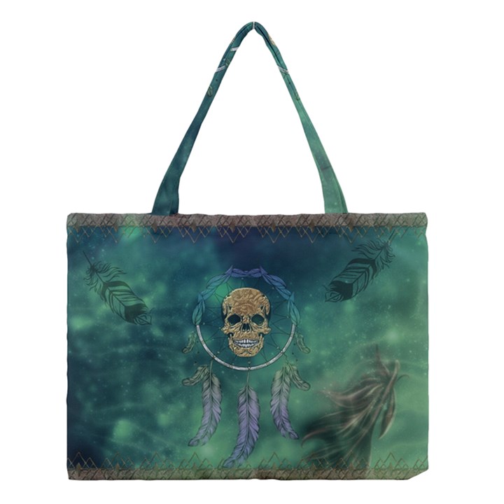 Dreamcatcher With Skull Medium Tote Bag