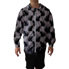 Black Cats On Gray Kids  Hooded Windbreaker by bloomingvinedesign