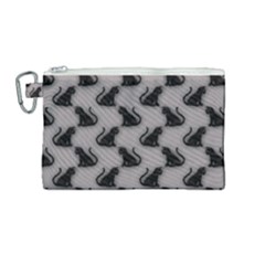 Black Cats On Gray Canvas Cosmetic Bag (medium) by bloomingvinedesign